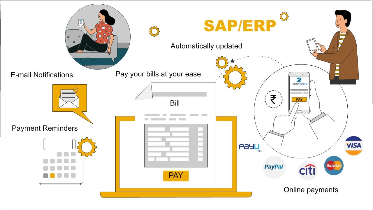 payment, online payment, sap erp integration jaypee billing system, isociety manager billing