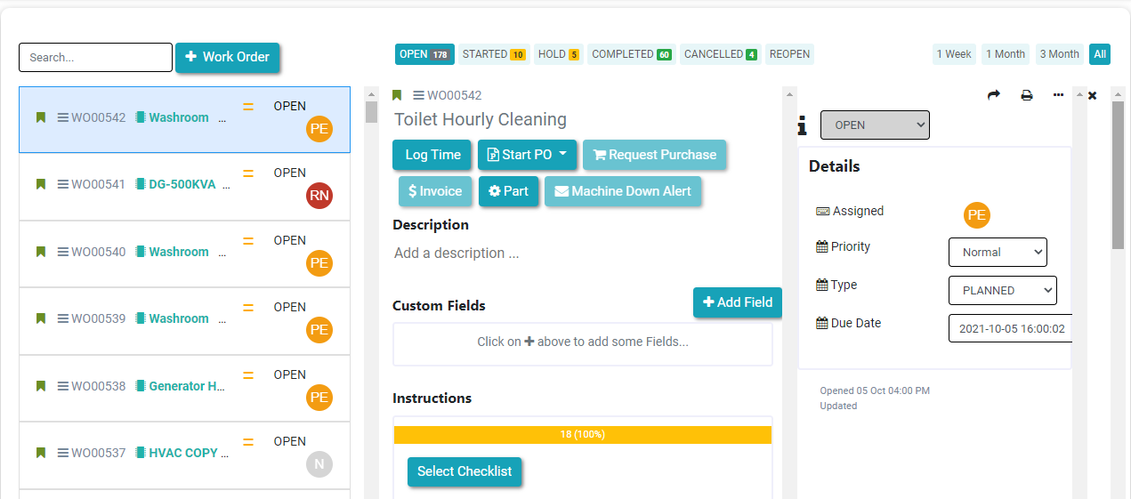 status wise work order online report