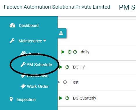 Preventive Maintenance Schedule details in CAFM CMMS