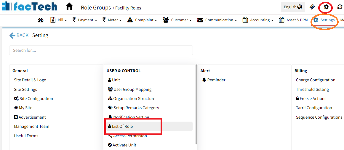 add view roles in factech facility management system