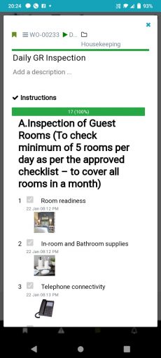 check all instructions are completed in technician mobile app