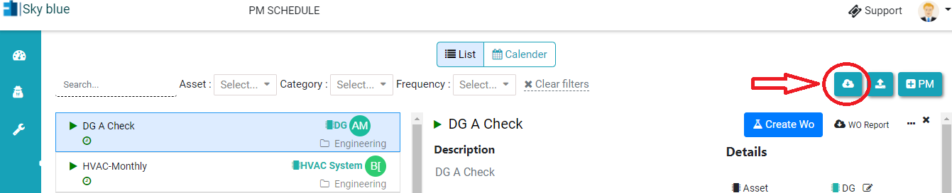 category wise schedule wise detail work order execution report between 2 dates in kaizen cafm factech