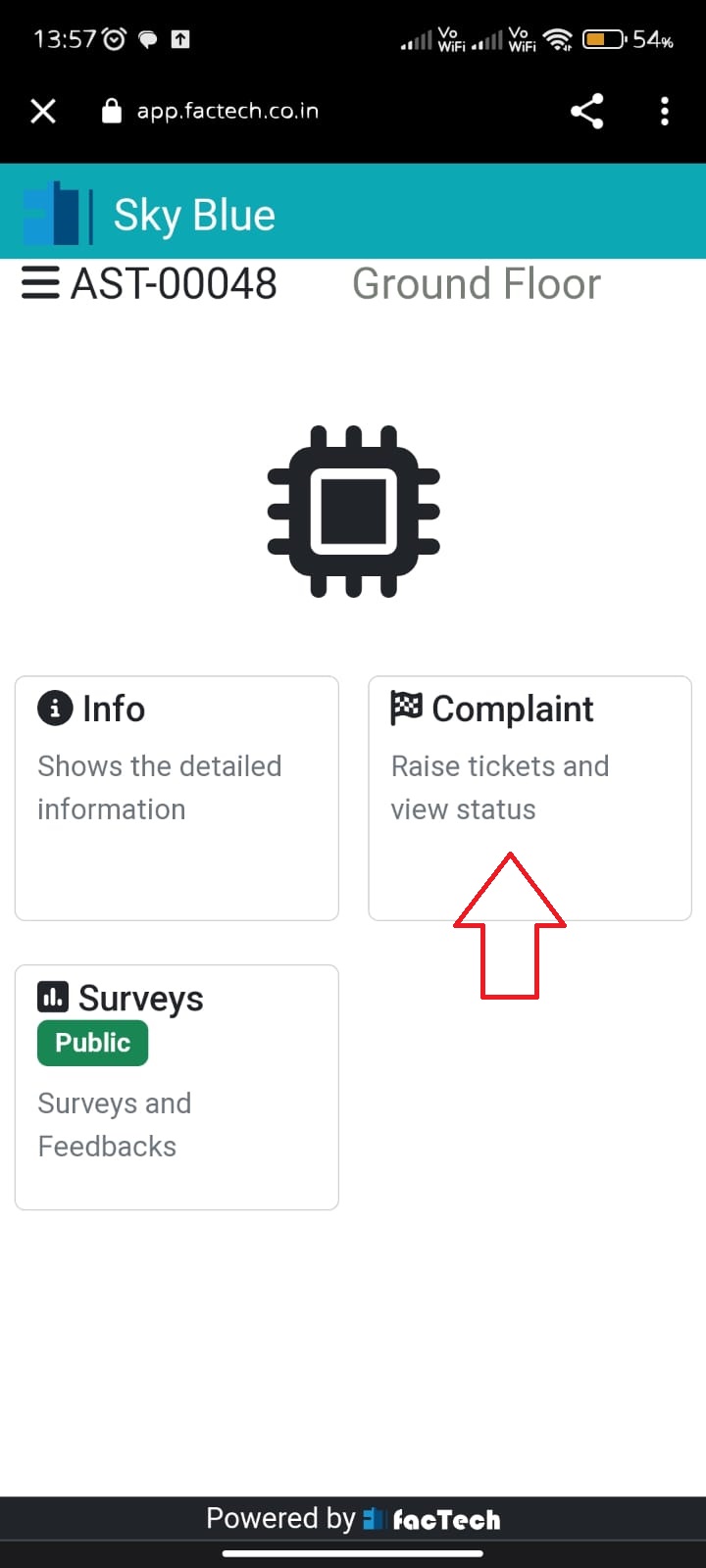 Tenant scanning QR codes to log a service request in Factech FM System