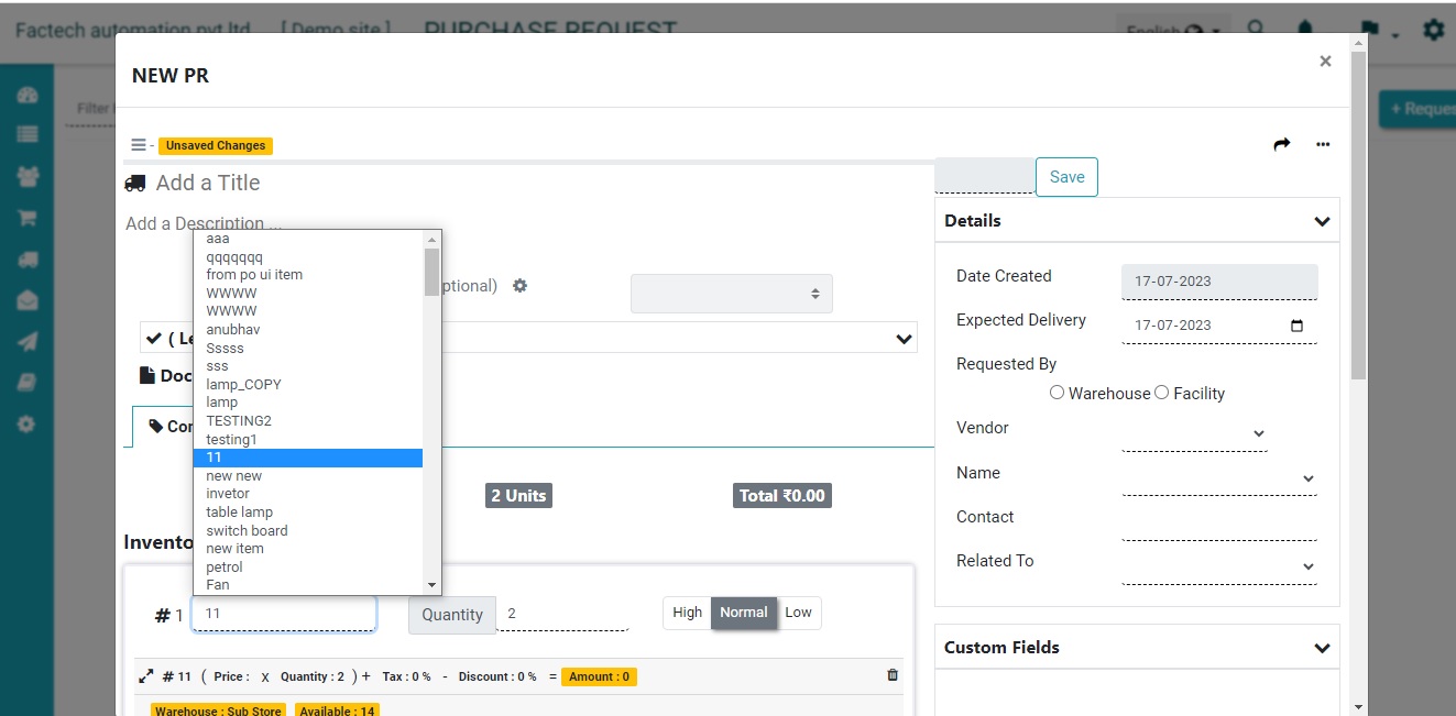 How to add new Purchase Request? - Facility Technology