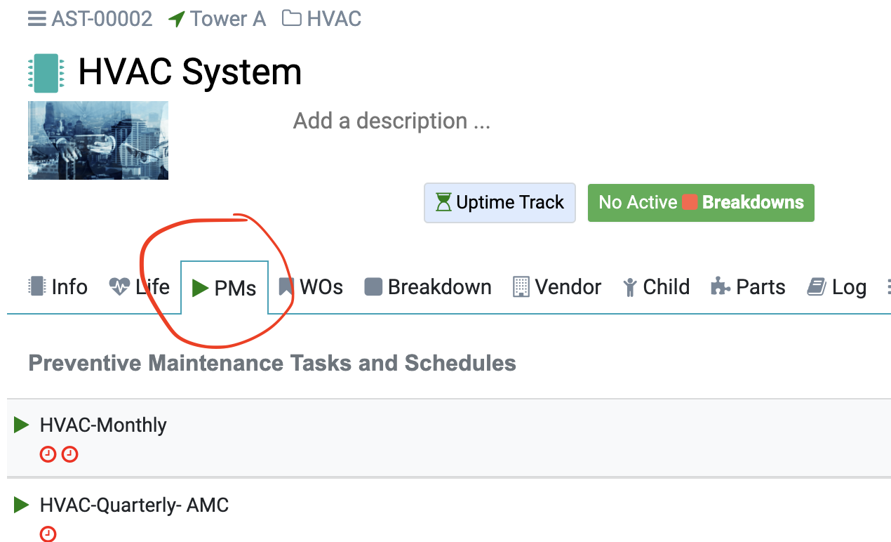 Add preventive maintenance schedule of the Asset