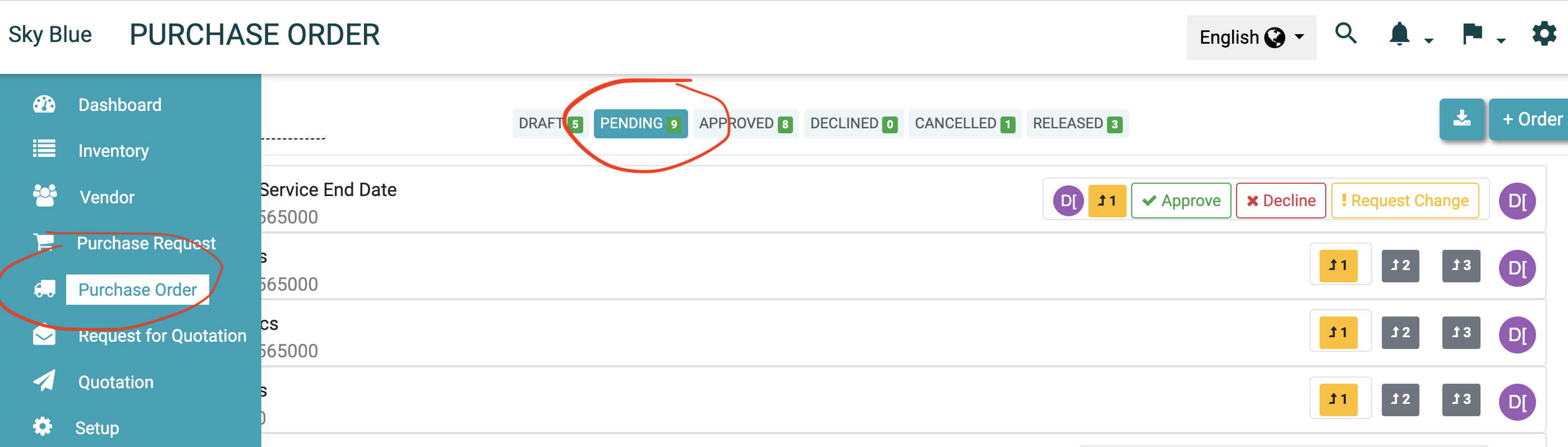 Purchase Approval and Pending View