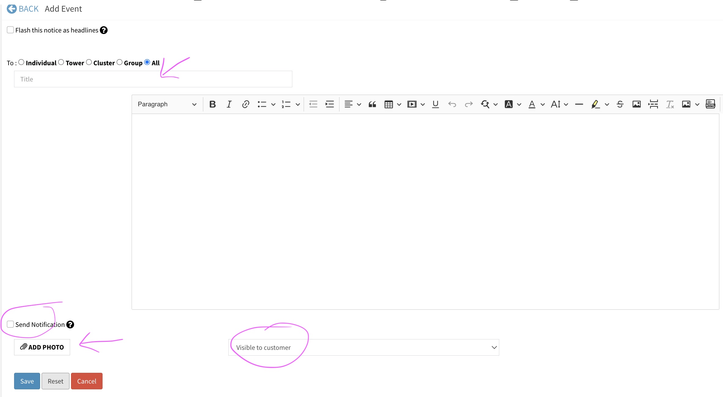 add event attachment to publish to employees, tenants & occupants 