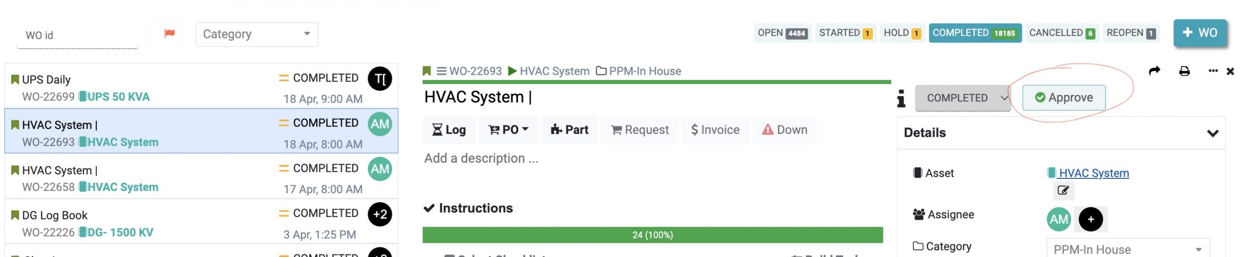 Verify completed maintenance Job