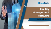 the image present the tag line " Facility management software" by https://factech.ai/